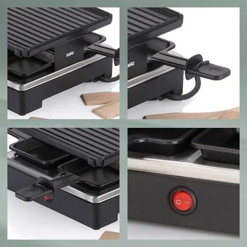 Kela Raclette/Grill Geneva, liaty hliník, pre 4 osoby, čierna, 21,5 x 21,5 x 12 cm