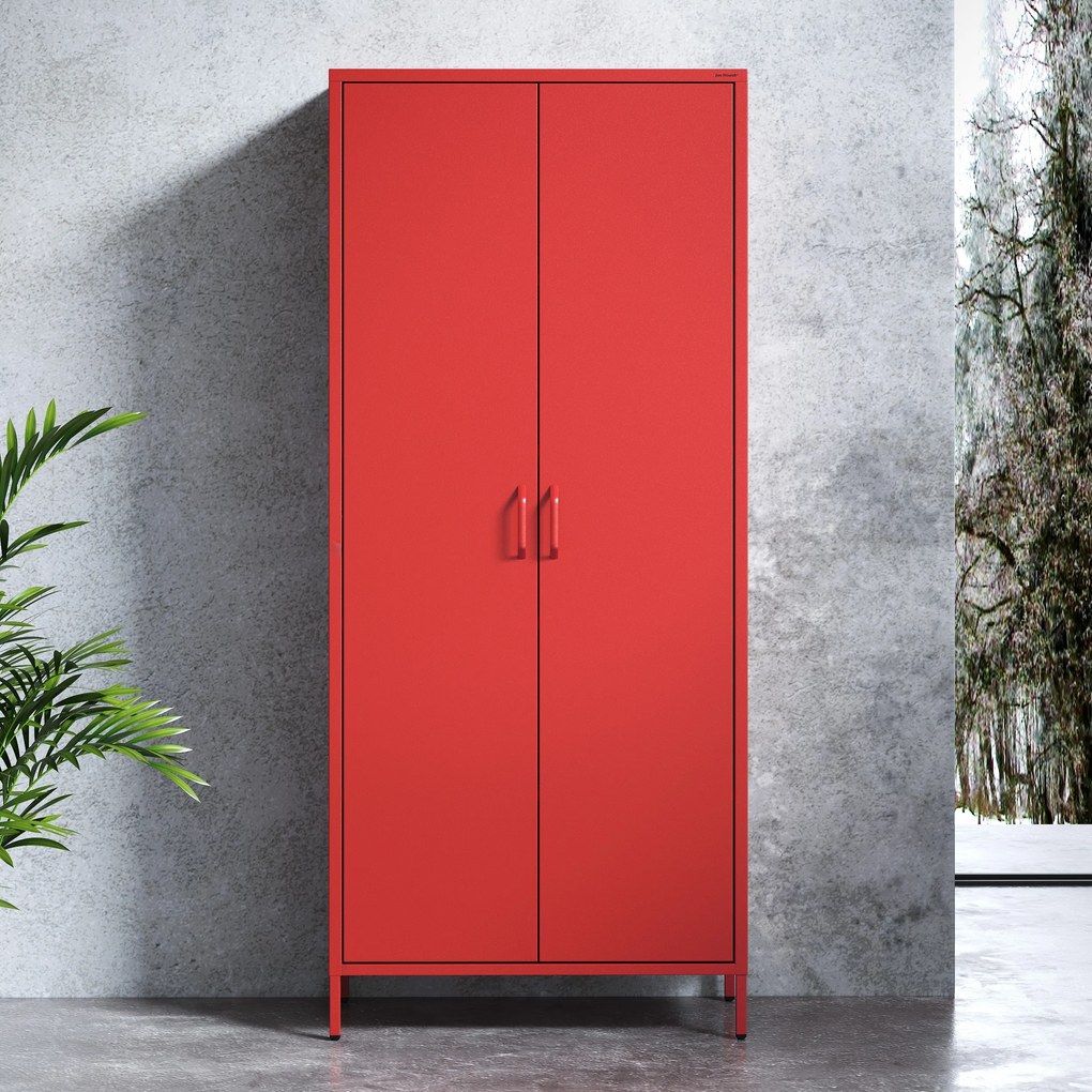 Šatníková skriňa FLAVIO, 800 x 1850 x 450 mm, Modern: červený farba
