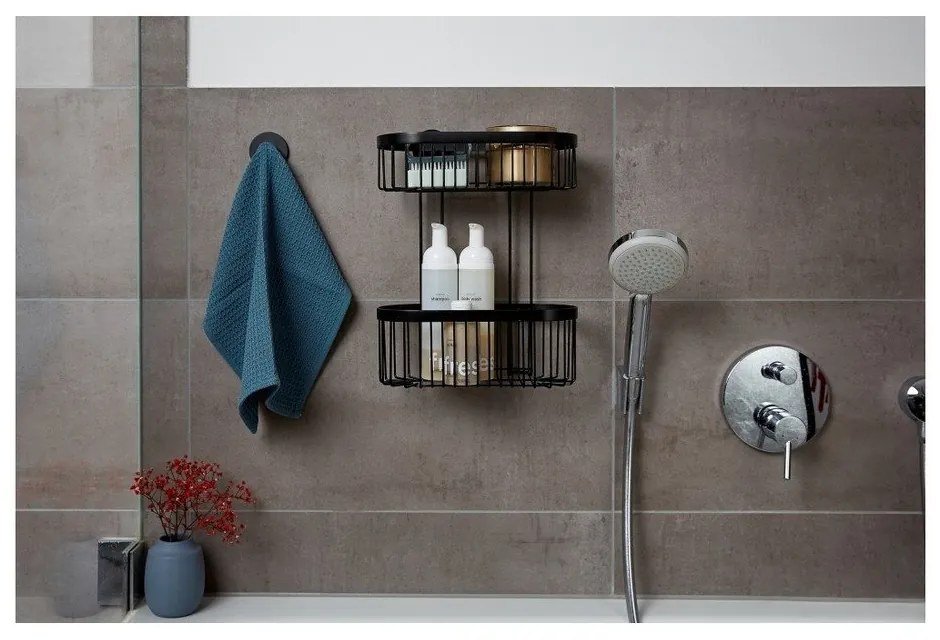 Čierny nástenný košík Wenko Classic Plus 2 Tier