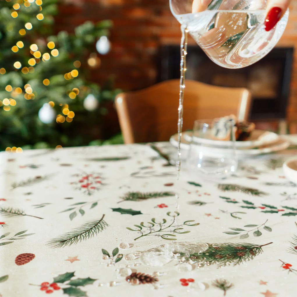 Goldea vianočný hranatý teflónový obrus - zimné vetvičky 100 x 100 cm