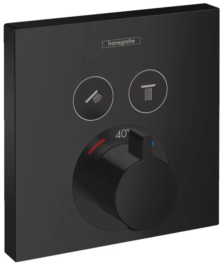 Hansgrohe Shower Select, termostatická batéria pod omietku na 2 spotrebiče, čierna matná, HAN-15763670