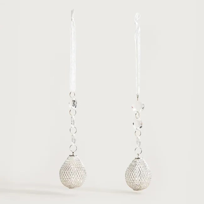 Závesná vianočná dekorácia BIJOU strieborná 751547 (2ks)