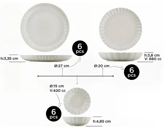 Jedálna súprava 18 ks biela/porcelán