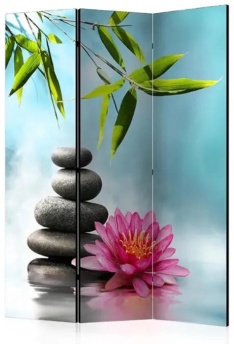 Paraván - Water Lily and Zen Stones [Room Dividers] Veľkosť: 135x172, Verzia: Obojstranný