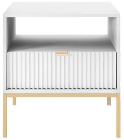 Nočný stolík NOVA 56x54 cm biela/zlatá