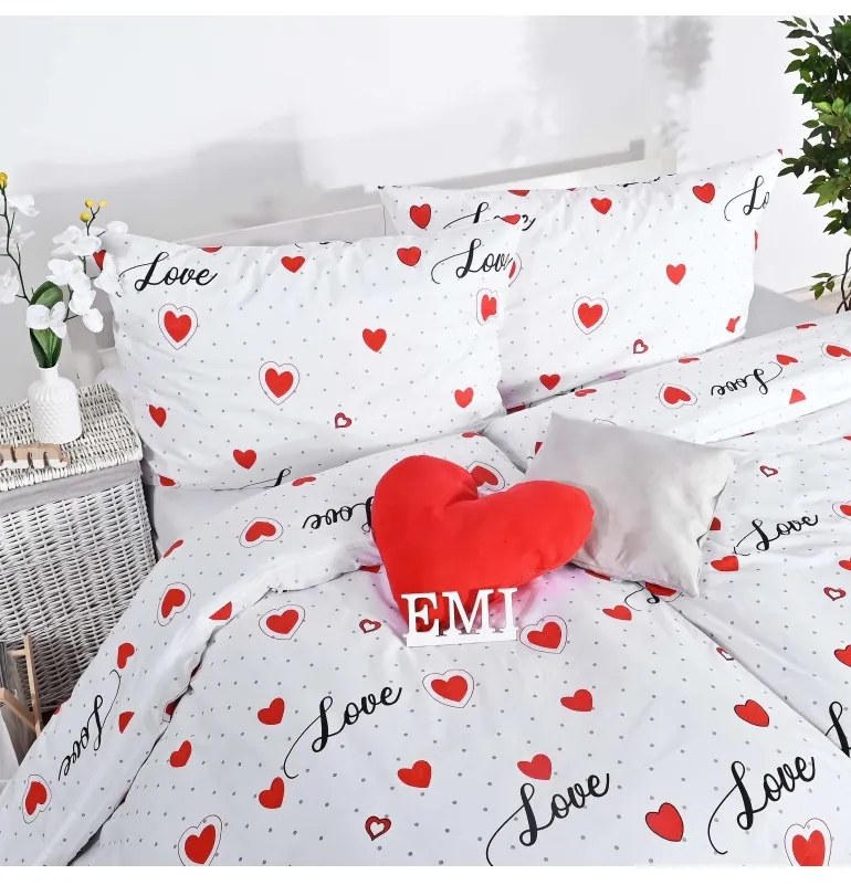 Obliečky bavlnené Love EMI, Štandardný set jednolôžko obsahuje 1x 140x200 + 1x 70x90