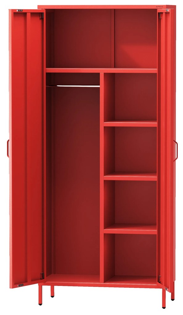 Šatníková skriňa FLAVIO, 800 x 1850 x 450 mm, Modern: červený farba