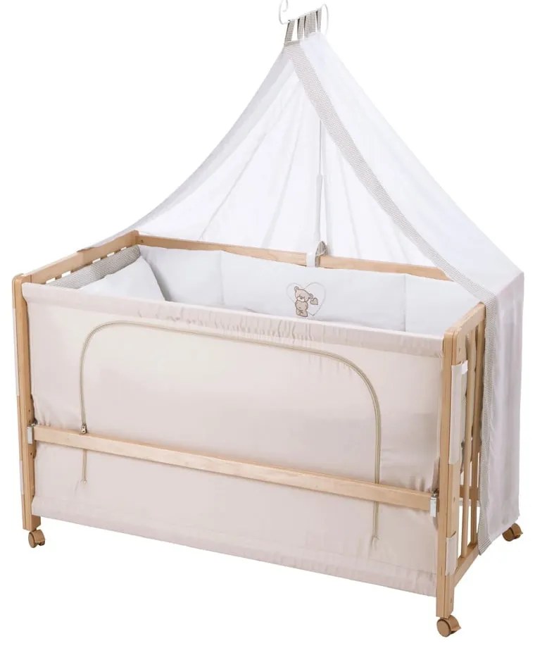 Postieľka na kolieskach s baldachýnom v prírodnej farbe 60x120 cm Liebhabär – Roba