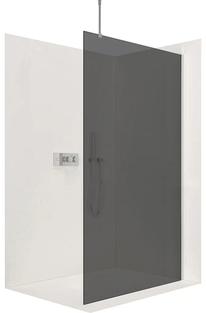 CERANO - Sprchová zástena Walk-in Onyx Top L/P - guľatá vzpera - chróm, grafitové sklo - 120x200 cm, CER-CER-8050BD1425