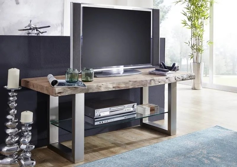 Bighome - METALL TV stolík 150x55 cm, akácia