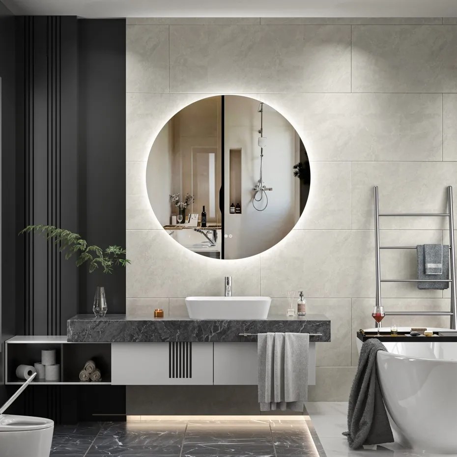 Erga Sofia, okrúhle LED zrkadlo 70cm, 1610 lm, 3 farby svetla, ERG-V01-207-7070