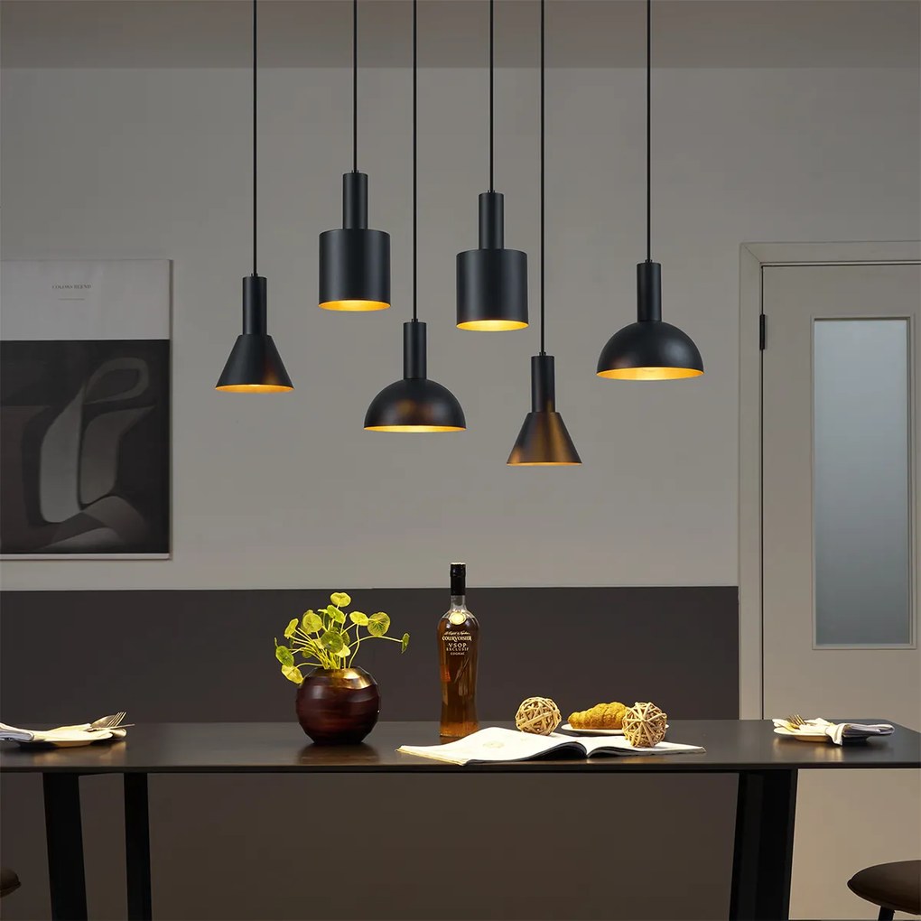 Moderné závesné svietidlo čierne so 6 svetlami - Biles