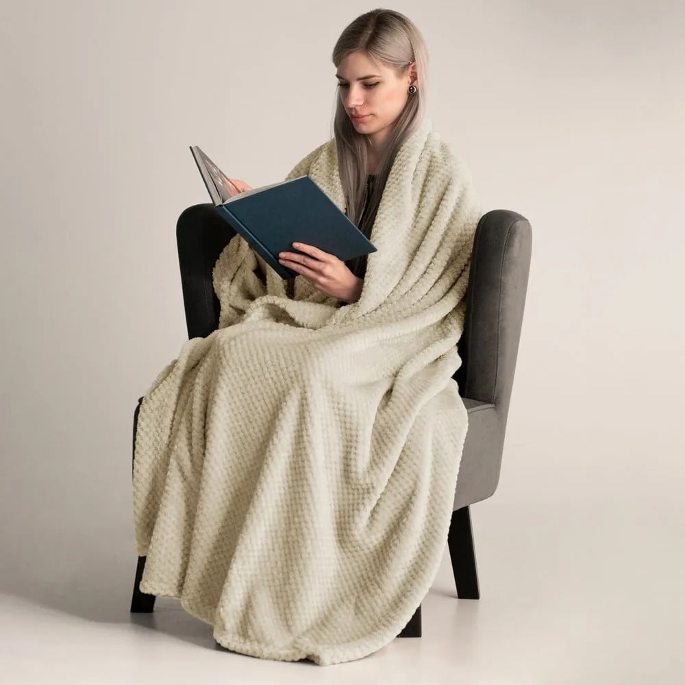 Béžová deka z mikrovlákna DecoKing Henry, 70 × 150 cm