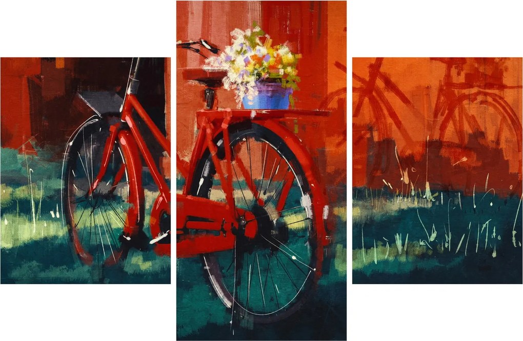 Obraz červeného kolesa, akrylová maľba (90x60 cm)