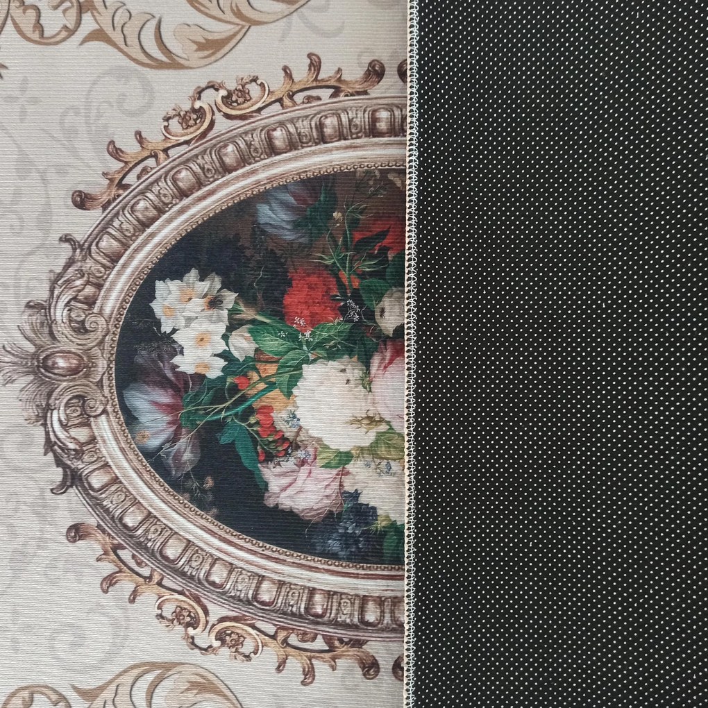 DY Béžový koberec s kvetinovým vzorom Horeca-New 100 Rozmer: 60x100 cm