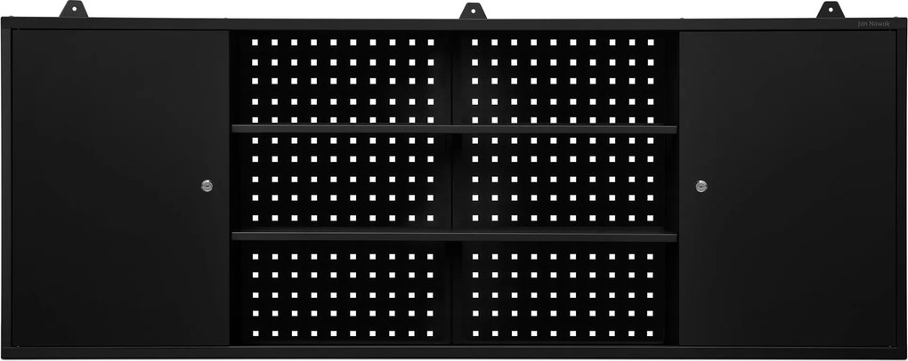 Visiaca dielenská skrinka s perforovanou doskou, čierna, 1600x600x200 mm: LEO All Black