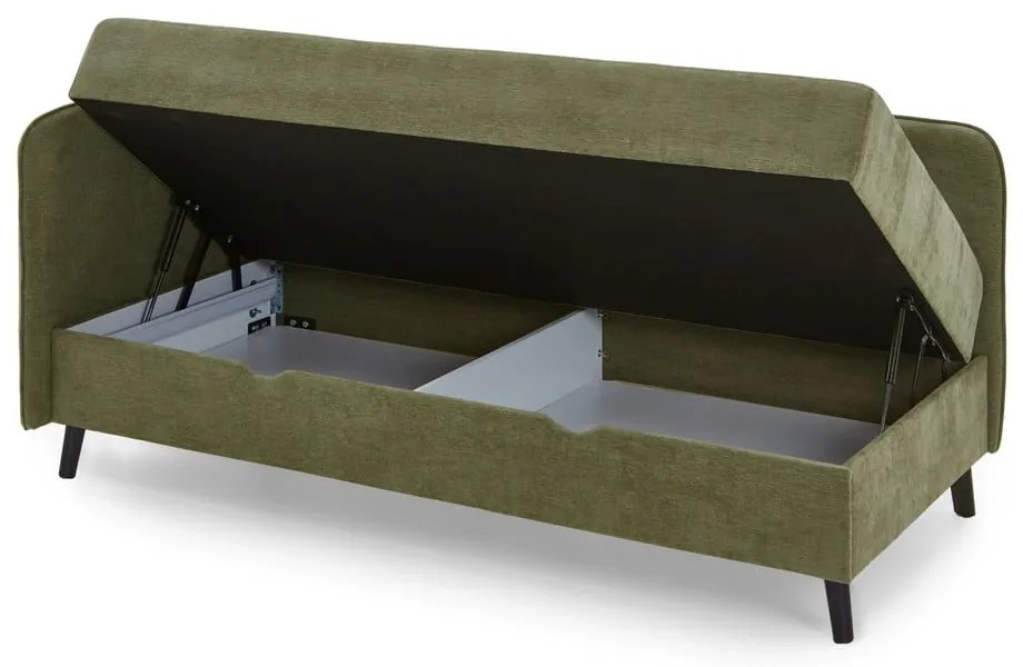 Zelená čalúnená jednolôžková posteľ s úložným priestorom 120x200 cm Kiruna – Meise Möbel
