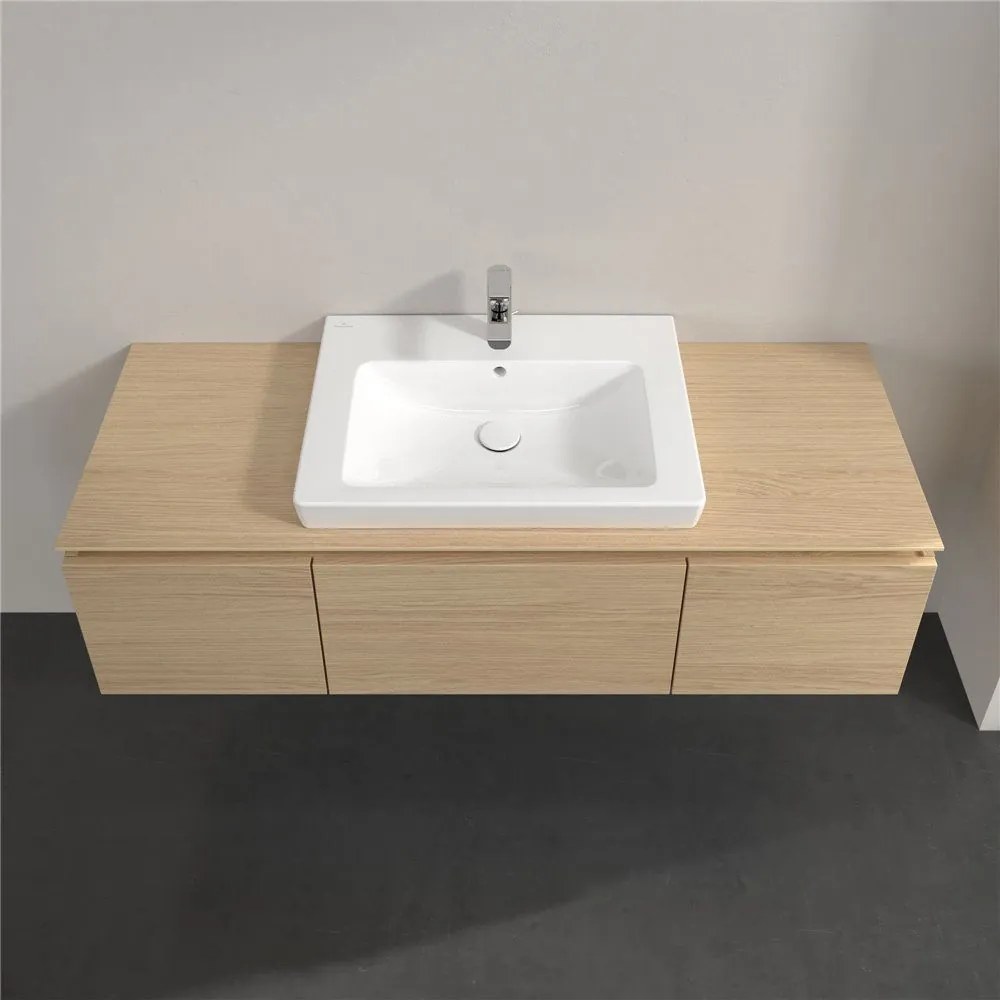 VILLEROY &amp; BOCH Legato závesná skrinka pod umývadlo (umývadlo v strede), 3 zásuvky, 1400 x 500 x 380 mm, Nordic Oak, B68400VJ