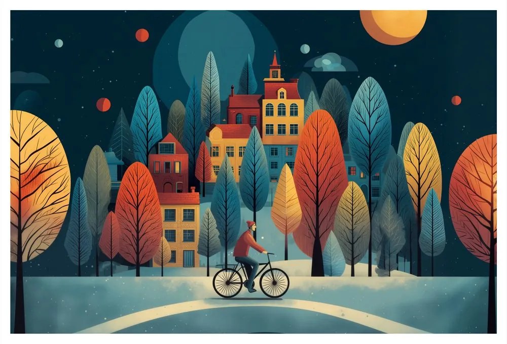 Obraz zimná jazda pod hviezdami