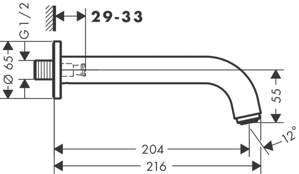 Hansgrohe Vernis Blend, vaňový výtok 204 mm, chrómová, HAN-71420000