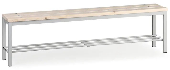 Šatníková lavica s botníkom, sedák - laty, dĺžka 1500 mm, sivá