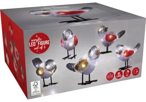 Svetelná vonkajšia dekorácia Birds 40 LED, studená biela
