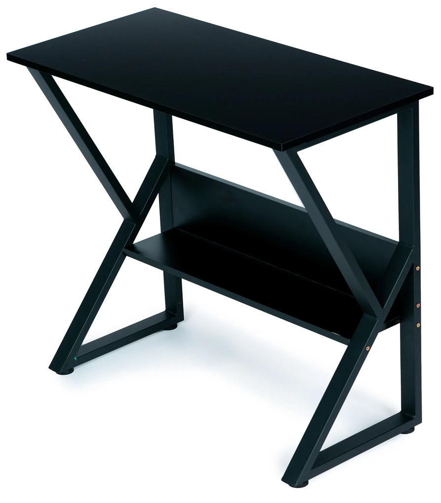 ModernHome Počítačový stôl s policou - čierny