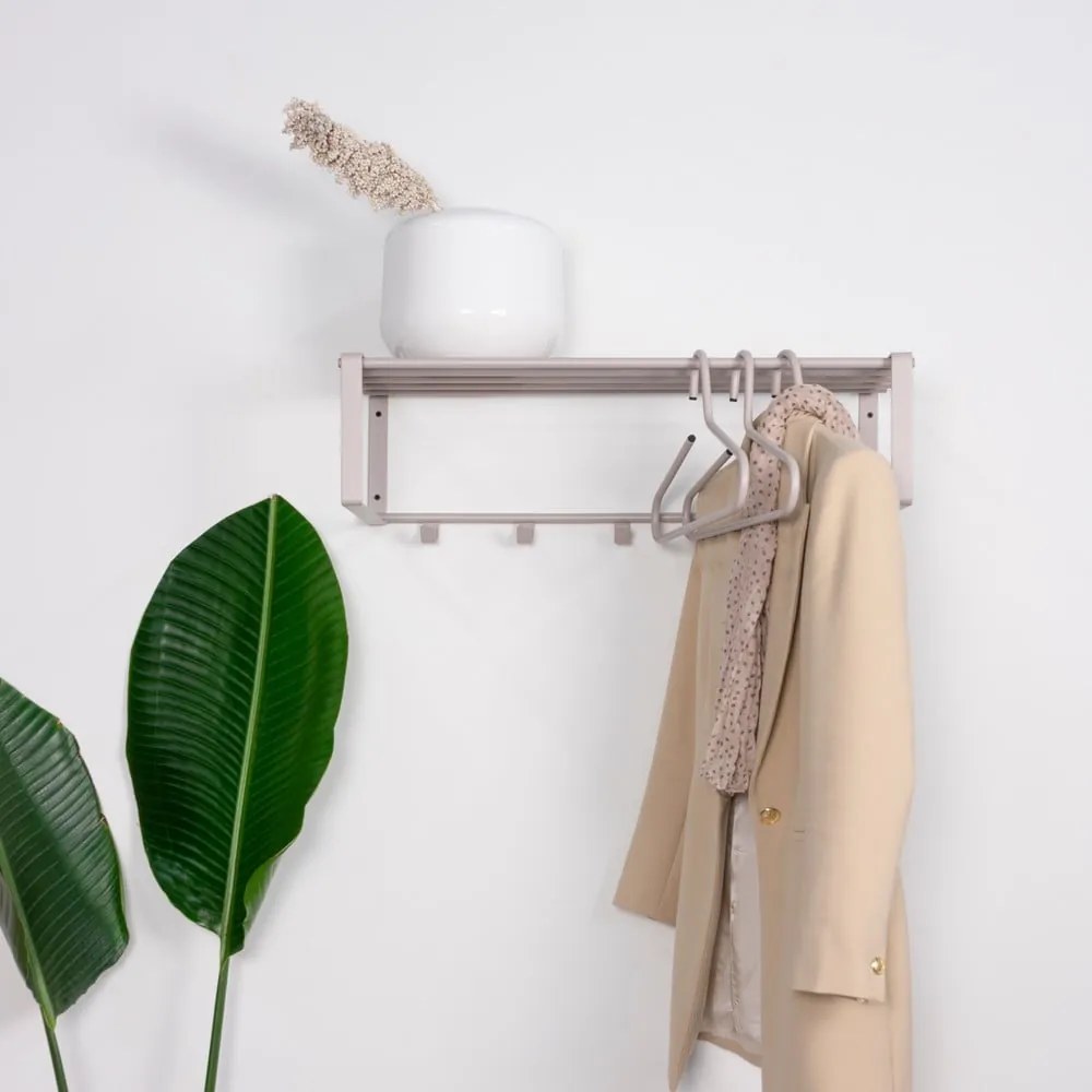 Taupe kovový nástenný vešiak s poličkou 70 cm Rex – Spinder Design