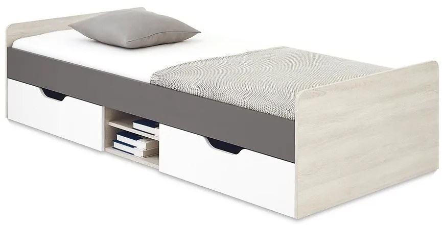 Posteľ 90 Remo RM15 dub wilton/biela/antracit