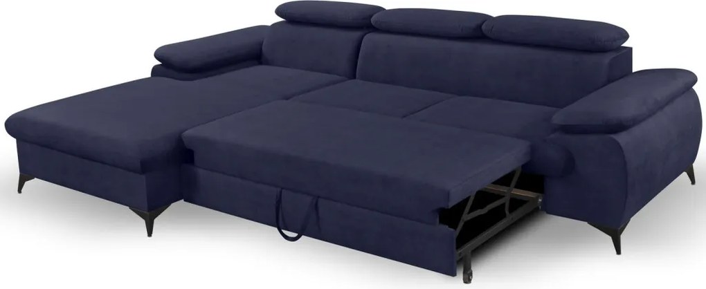 Rohová sedacia súprava Scala, tmavo modrá látka, ľavý roh