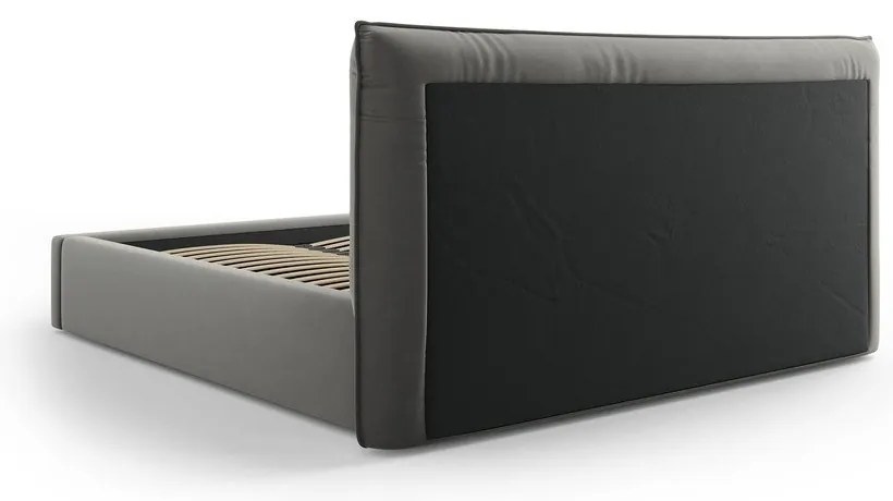 Sivá čalúnená dvojlôžková posteľ s úložným priestorom a roštom 180x200 cm Elio – Milo Casa