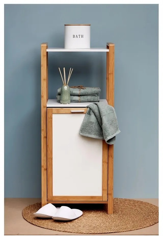 Bambusový kúpeľňový regál v bielo-prírodnej farbe 40x95 cm Finja – Wenko