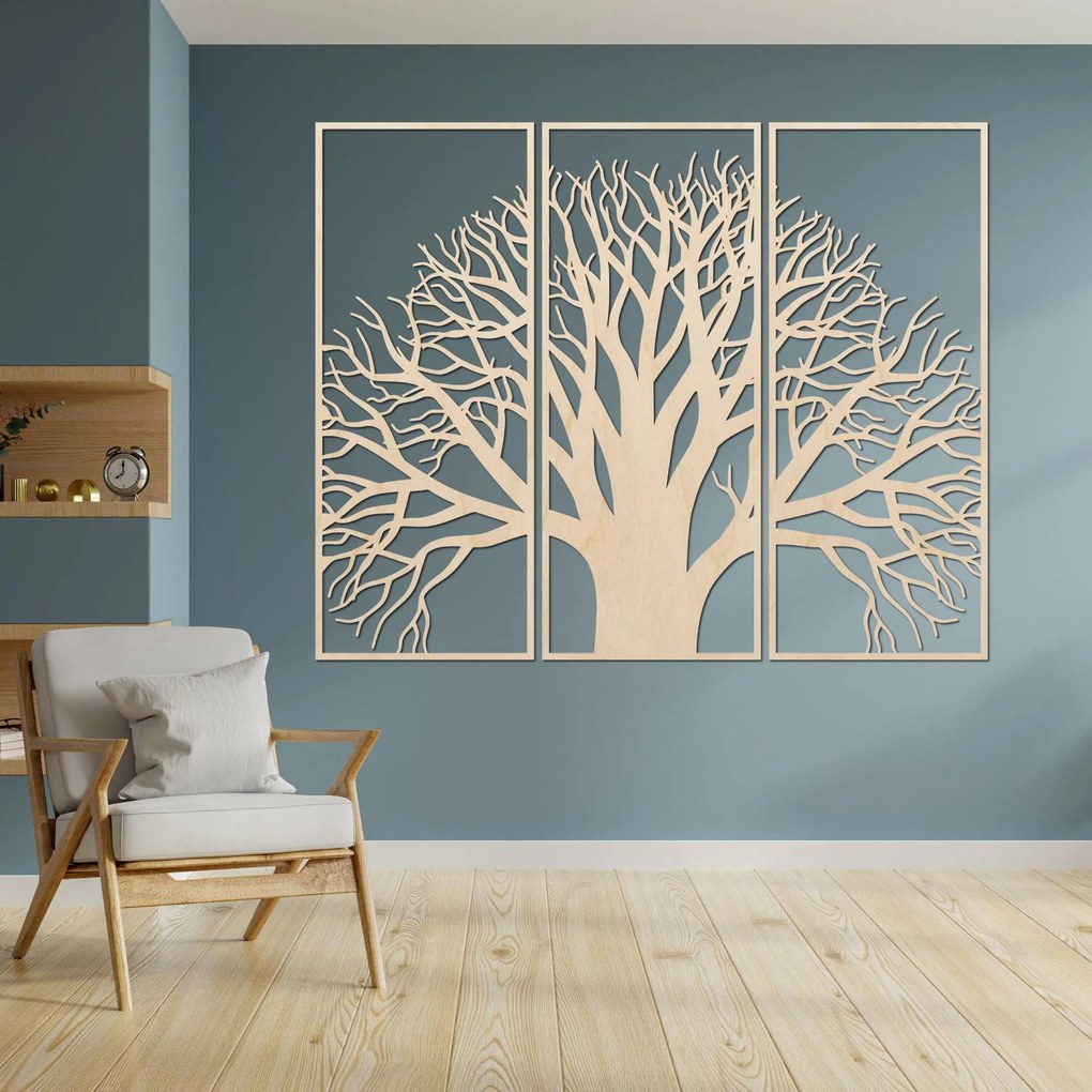 Strom života – Trojdielna drevená nástenná dekorácia konáre | SUBI: Preglejka Topoľ - Honey 3071 78 x 40 cm 3787-84477 PR0190 3 pieces