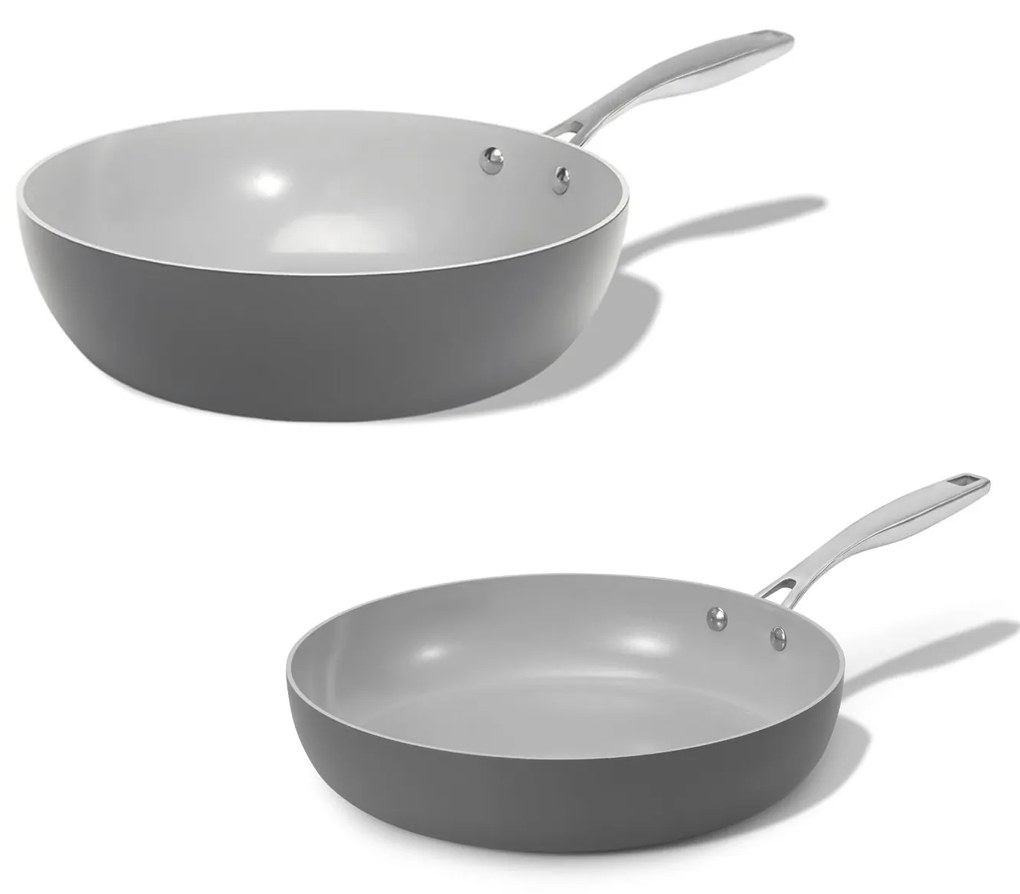 Elmich Základná sada keramických panvíc 2 ks, Wok a štandardná panvica - tmavosivá