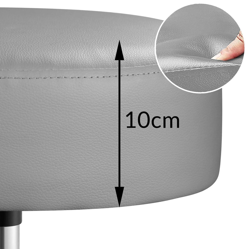 Casaria Taburetka na kolieskach OXANA s opierkou na nohy, Ø35cm šedá