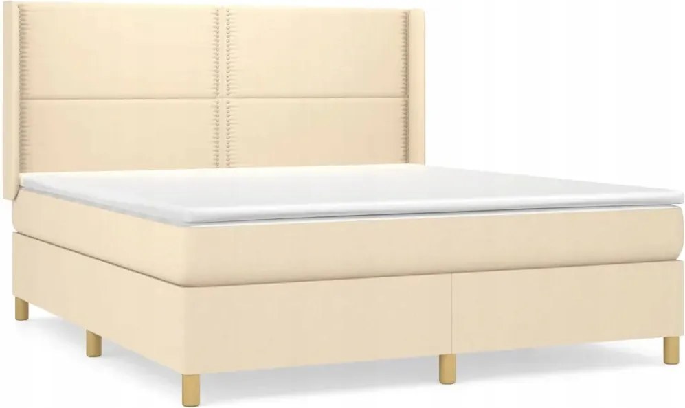 vidaXL Kontinentálna posteľ s matracom, krémová, tkanina, 180 x 200 cm