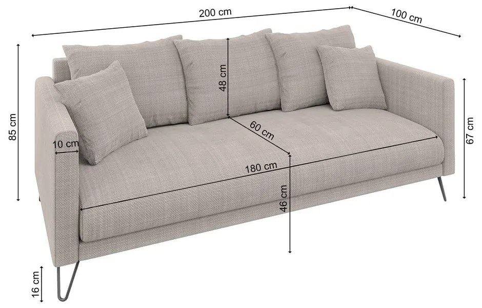 Svetlohnedá ženilková pohovka 200 cm Freya – Ropez