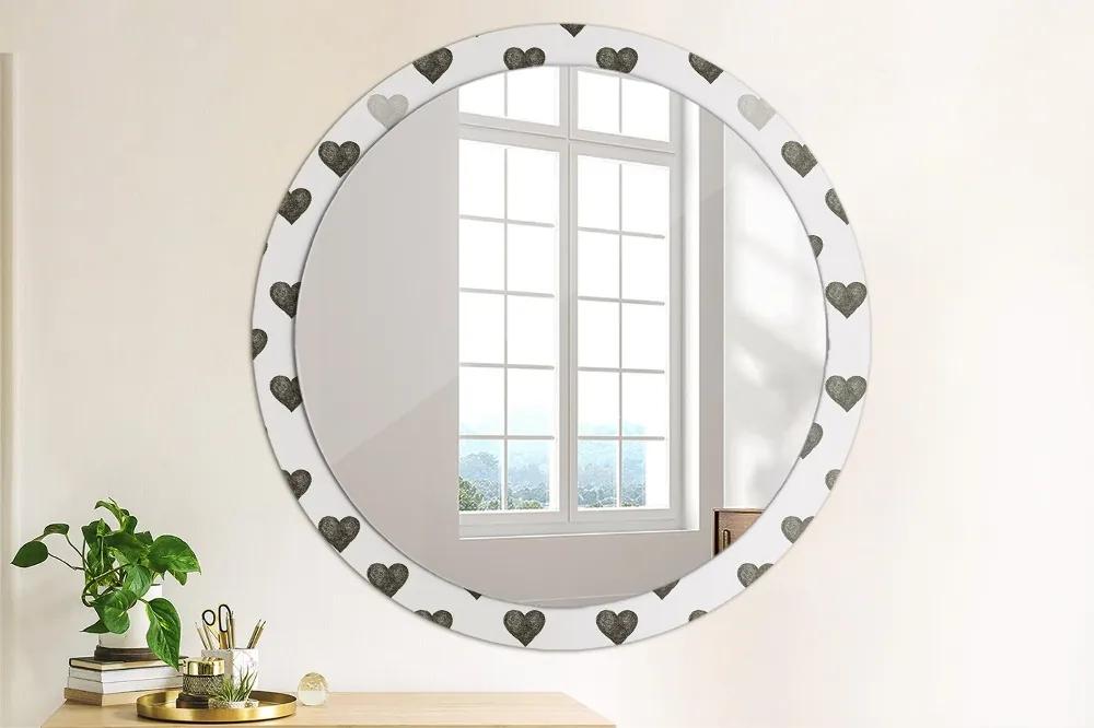 Okrúhle zrkadlo s potlačou Abstraktné srdcia fi 100 cm