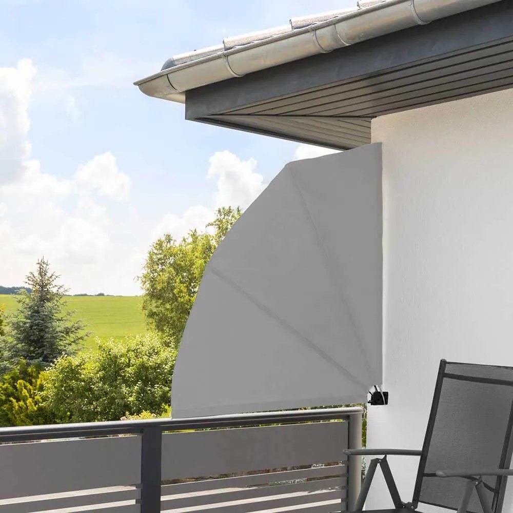 Skladacia zástena na balkón, 140 cm,- sivá