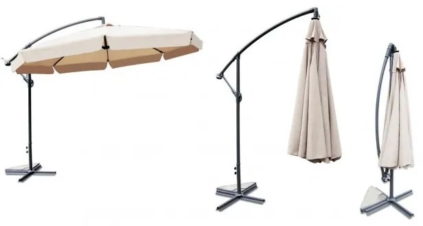 ShopJK ZÁHRADNÝ SLNEČNÍK 350 CM BÉŽOVÝ