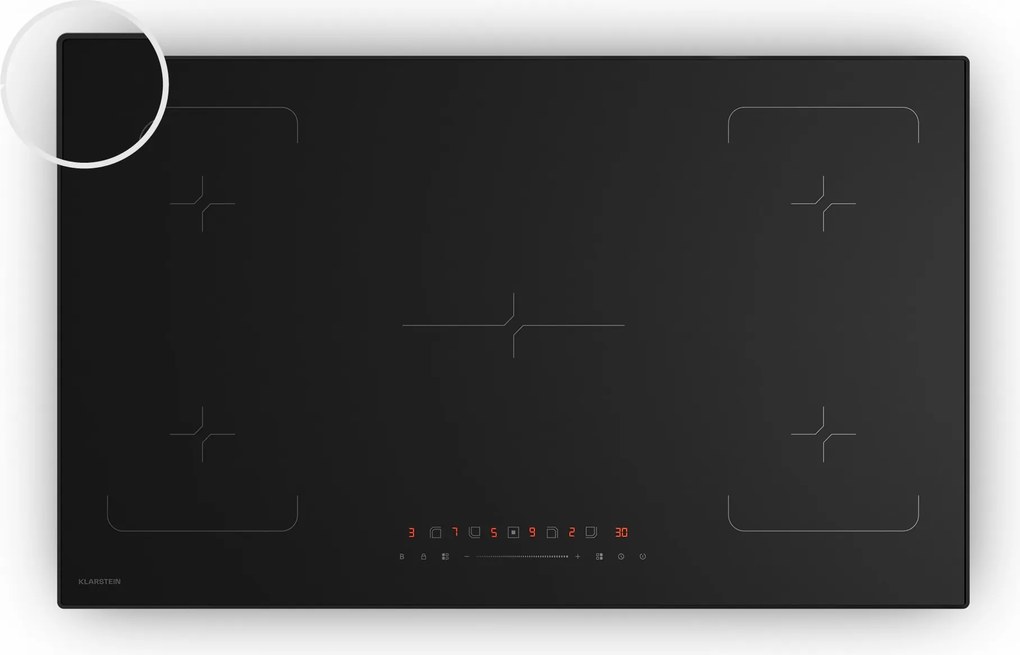 Klarstein Velaire indukčná varná doska, elegantná, minimalistická, výkonná, 5 varných zón, 7200 W, 90 cm