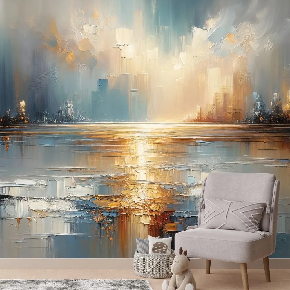 Tapeta abstraktná mestská krajina v teplých tónoch