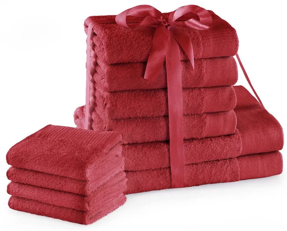 Súprava bavlnených uterákov AmeliaHome AMARI 2+4+4 ks tmavočervená