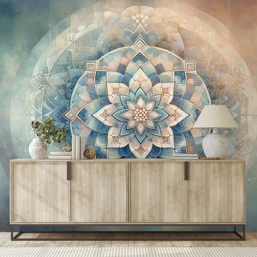 Samolepiaca tapeta mandala v pastelových tónoch