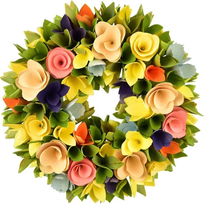 Veniec z drevených kvetov 30 cm