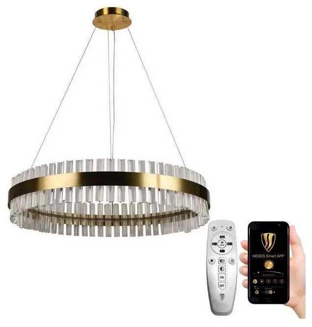 NEDES LED Stmievateľný krištáľový luster na lanku LED/55W/230V + diaľkové ovládanie ND3588