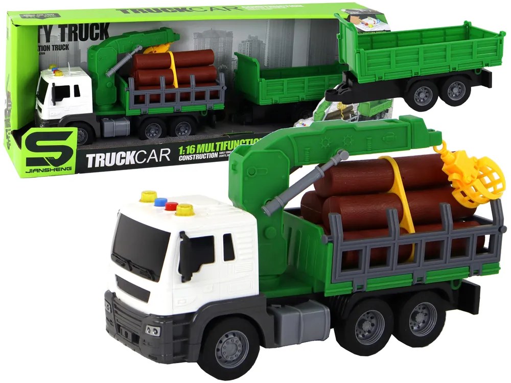 LEAN TOYS Nákladné auto so žeriavom 1:16– zelená