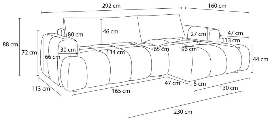 Svetlosivá rozkladacia/s úložným priestorom rohová pohovka (ľavý roh/s leňoškou) Fuji – Bobochic Paris