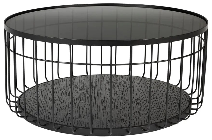 Čierny okrúhly konferenčný stolík so sklenenou doskou 80x80 cm Lance – White Label