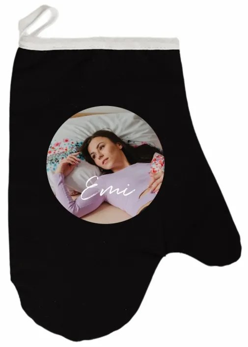 Kuchynská rukavica s vlastnou fotkou EMI, čierna
